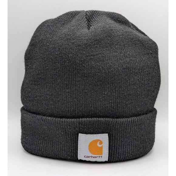 Carhartt Hat Beanie One Size Black Acrylic Knit Patch Mens Workwear Outdoors - Picture 2 of 3